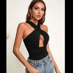 SHEIN SXY Cross Wrap Cut Out Body Suit
